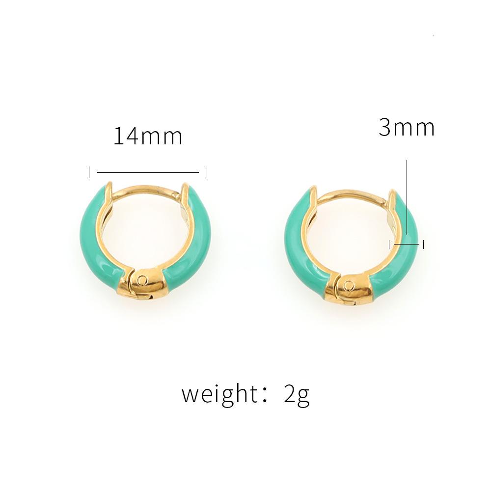 Niche Versatile Titanium Steel Earrings Women'S Fashion Simple Candy Color Oil Drip Earrings Advanced Sense