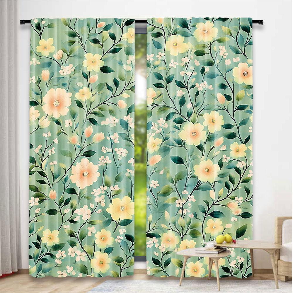 Set Of 2 Vintage William Morris Curtains Original Design Flower Green Leaf Home Decoration Living Room Bedroom Curtain Polyester Ideal For Great
