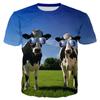 Zabawny T-shirt ze wzorem krowy dla mężczyzn Uroczy zwierzęcy T-shirt z nadrukiem 3D Letnie oddychające luźne topy unisex z okrągłym dekoltem Koszulki z krótkim rękawem