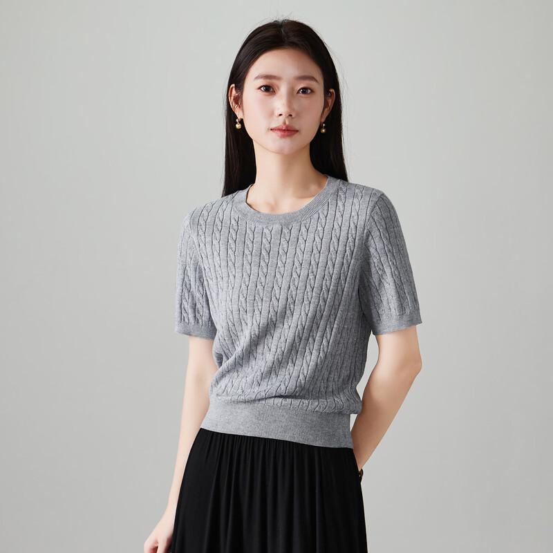 SOFSIL 2026 Spring Women's Cable Knit Short Sleeve Sweater