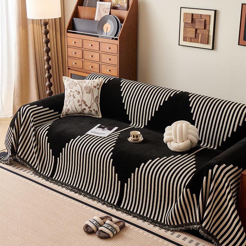 Thick Striped Sofa Cover Modern Simple Sofa Protector Throw Blanket