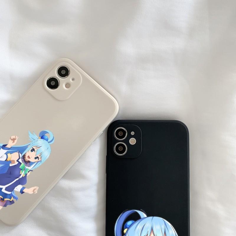Urocze etui na telefon Konosuba Aqua dla iPhone 14 11 12 13 Pro Max X XR XSMax 6 6S 7 8 Plus SE 2022 Miękkie kwadratowe kolorowe etui na telefon