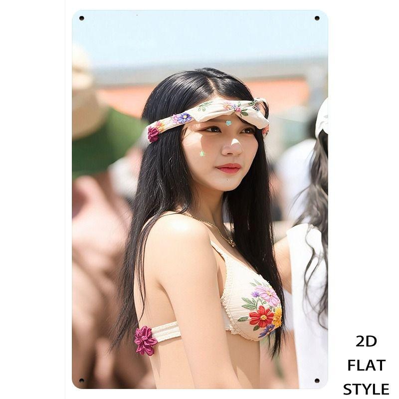 Vintage Female Silhouette Metal Tin Sign for Interior Bar & Garage Decor