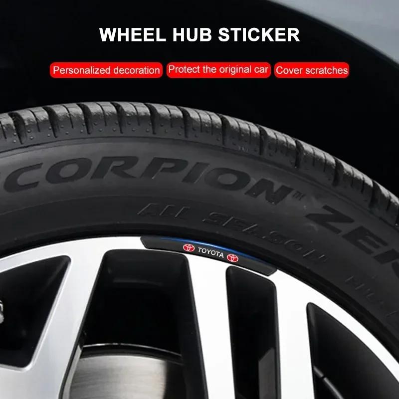 Car Styling Auto Wheel Hub Badge Tire Rim 3D Stickers Accessories For Toyota Chr Corolla Yaris Rav4 E150 E120 Land Cruiser 200