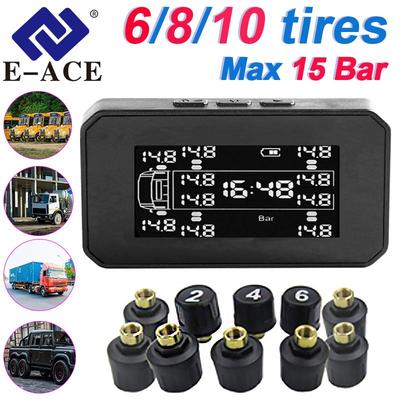 Car TPMS Tire Pressure Monitoring System Solar Charging LCD Display 6/8/10/12 Sensors Tire Pressure And Temperature Safety Alarm