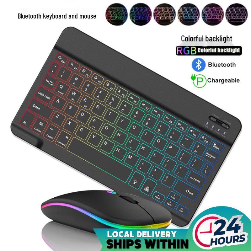 Russian Wireless RGB Backlit Bluetooth Keyboard & Mouse Set for iPad, Phone, Tablet