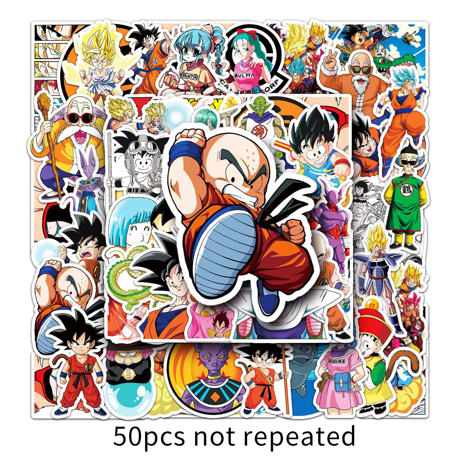50 Cartoon Dragon Ball Anime Graffiti Stickers for Laptops, Cars, and Luggage