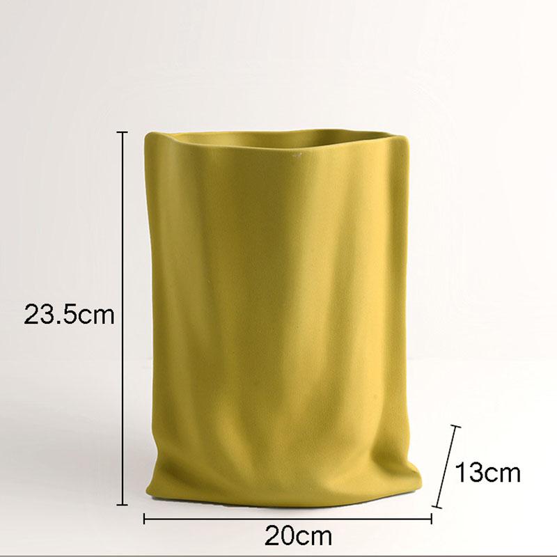 Silver Plated Ceramic Vase Desk Decoration Creative Pleated Vases Decorative Flowers Pots Flower Arrangement Modern Home Decor