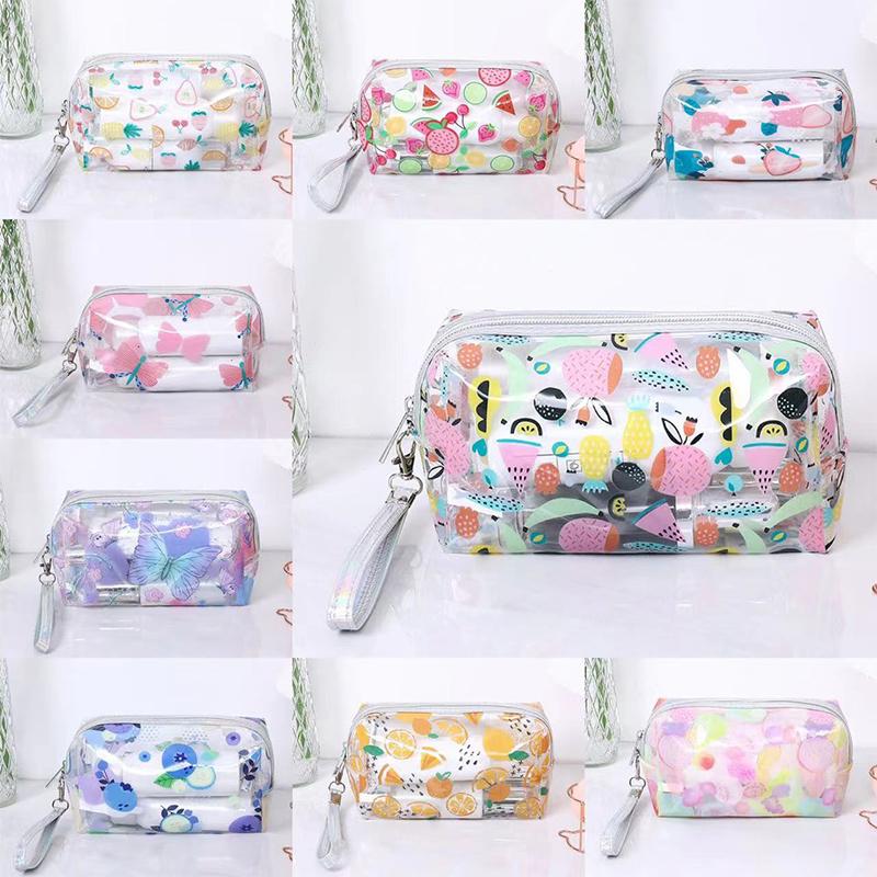 Storage Organizer Pvc Transparent Wash Bags Fruit Printed Cosmetic Pouch Large Travel Cosmetics Storage Makeup Accessory