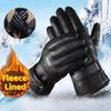Touchscreen Leather Gloves Winter Warm Waterproof Windproof Fleece-Lined Thickened Outdoor Motorcycle Riding Gloves