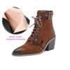 Krazing Pot Sheep Suede Nubuck Autumn Winter Shoes Low Heels Size 43 Modern Boots Square Toe Zipper Retro Ankle Boots