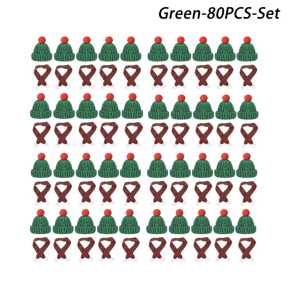 Mini Christmas Hat Mini Scarf Red Green Christmas Color Hanging Finger Hat Lollipop Bottle DIY Christmas Party Decoration