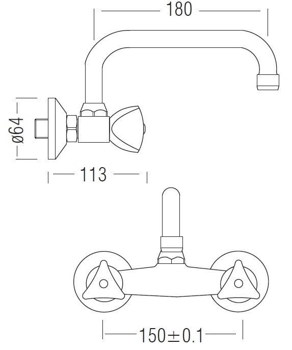 Robinet pour lavabo mural Norm