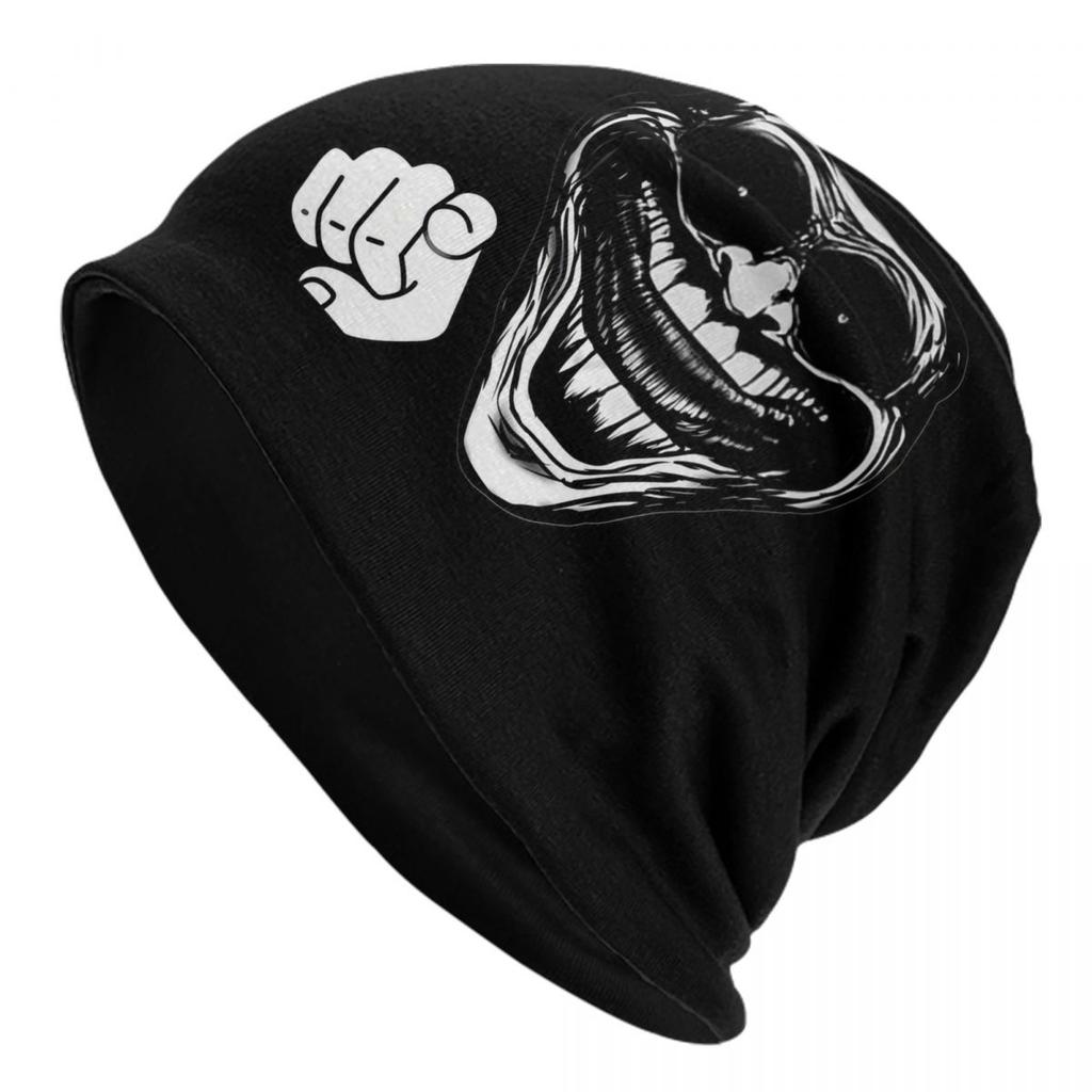 Troll Face Quest Video Meme Funny Anime Beanie Bonnet Knitted Hats Hip Hop Unisex Game Comic Warm Winter Skullies Beanies Caps