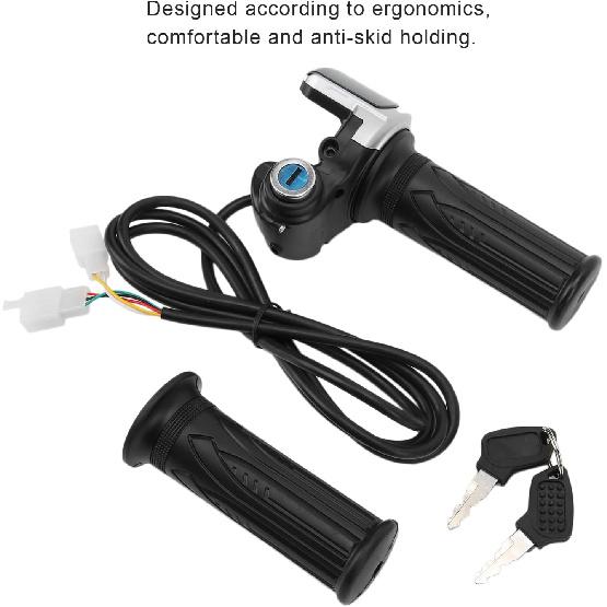 48V Half Twist Throttle, Electric Bike Throttle With LED Display Grip Lock Key Set For Ebike Motorcycle Scooter