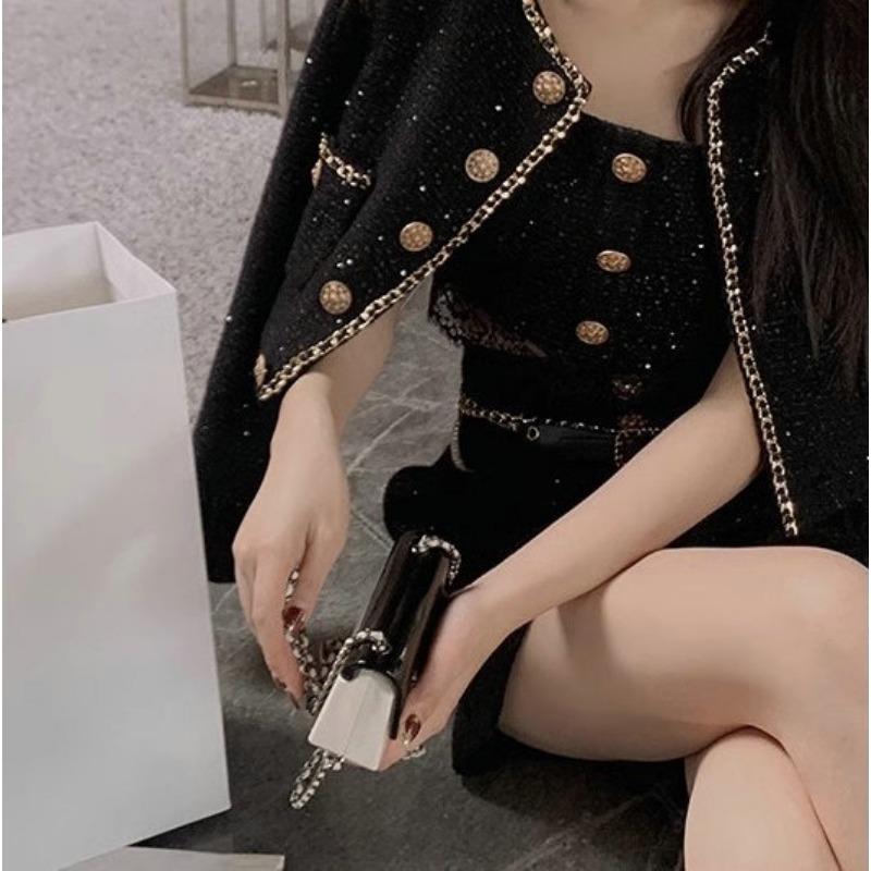 Fragrant Style Suit for Women, New Autumn and Winter Hair Accessories, Ladylike Temperament Short Coat, Camisole, Wide-leg Shorts, Three-piece Set