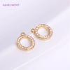 Inlaid Zircon 8mm Round Pendants 14K Gold Plating Brass Metal Hollow Circel Charms DIY Jewlelry Making Accessories