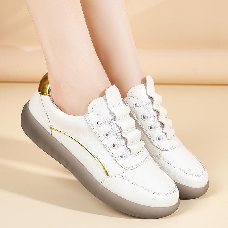 

Women s Sneakers White Leather Boots Platform Casual Shoes for Students EU:41 золотой