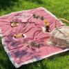 Red Plaid Outdoor Picnic Mat: Thick, Moisture-Proof, Insulated, Lace Trim, Portable for Camping, Photography & Beach.