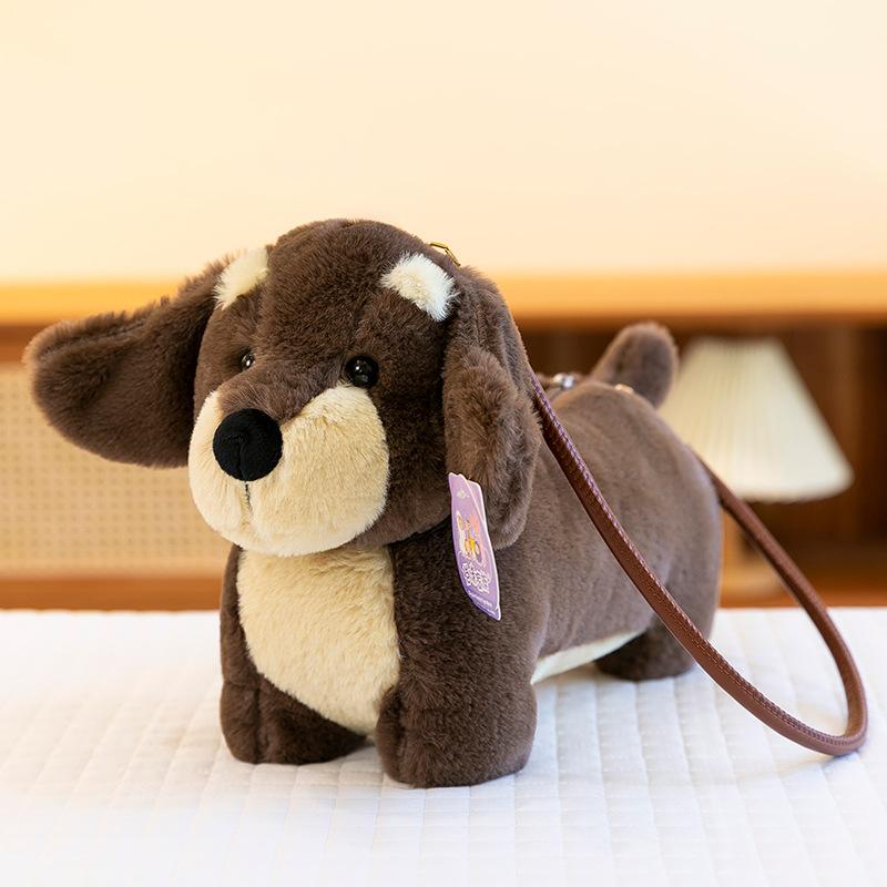 Kreative Dackel Plüschtier Tasche niedliche Welpen Umhängetasche Stoffpuppe Puppe Mädchen Geburtstagsgeschenk