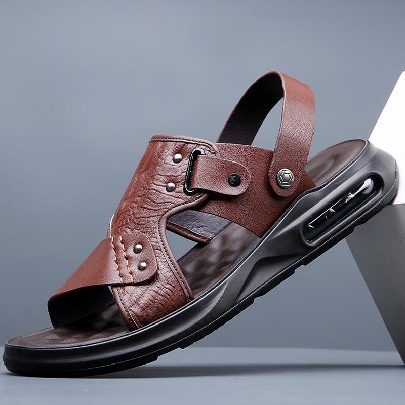 Cow Leather Summer For Men Sandals High Quality Genuine Leather Men Slip-on Beach — фото 3