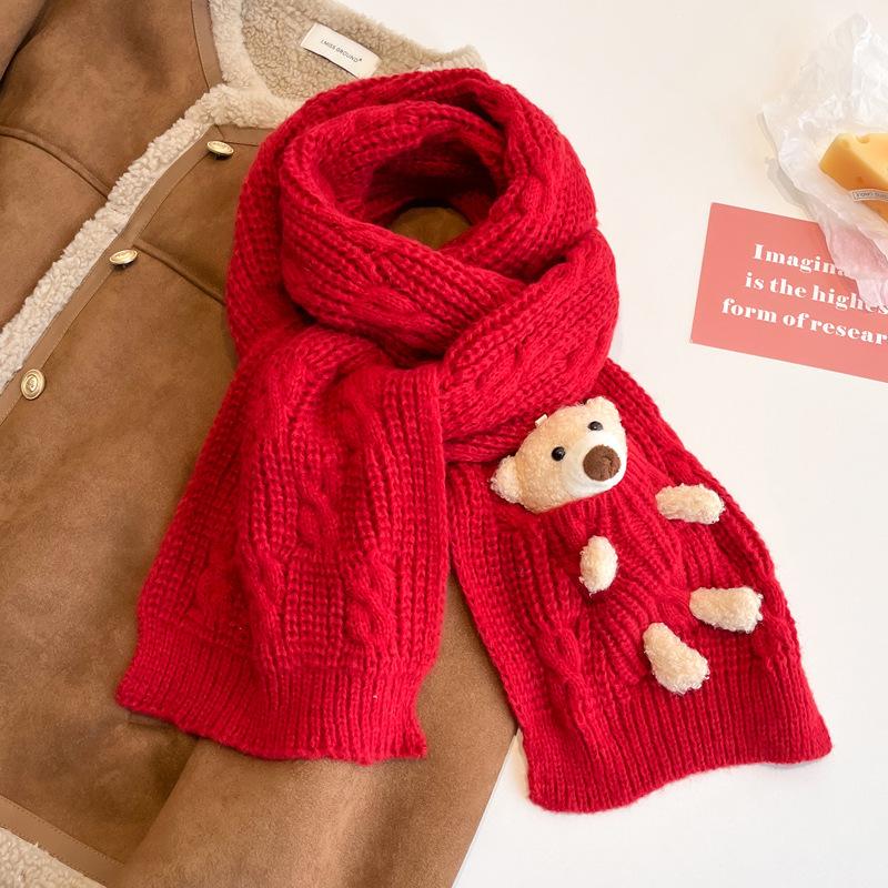 New bear purple scarf women's winter fashion thickened warm knitted scarf student shawl