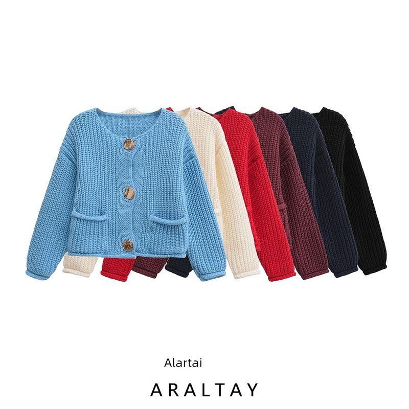 Araltay New Arrival Fashion Style Women's Clothing Fashion All-Match round Neck Long Sleeves Knitting Cardigan Outwear 5802111