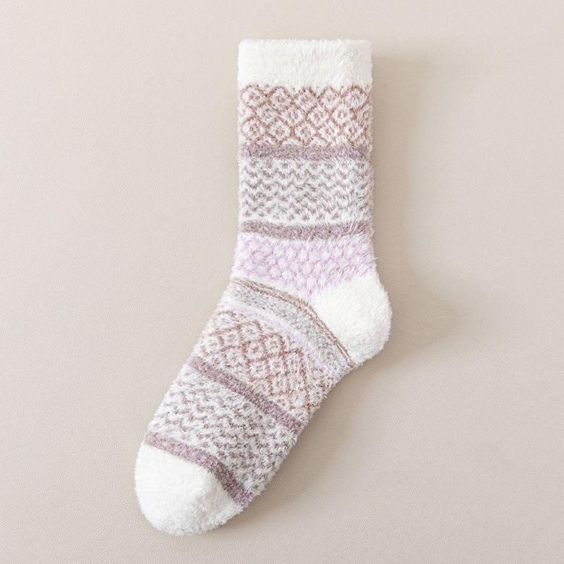 Autumn and Winter Coral Fleece Socks for Women Warm Floor Socks Home Tube Socks Sleep Socks Half Fleece