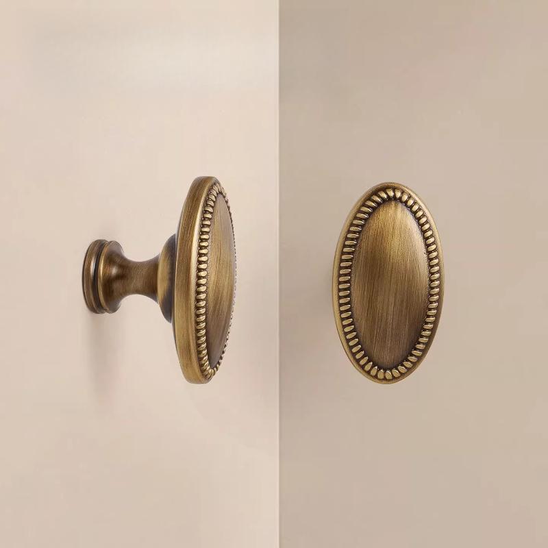 Solid Brass Furniture Handles French Vintage Design High Quality Knobs Cabinet Drawers T-bar Handle Wardrobe Bedroom Door Pulls