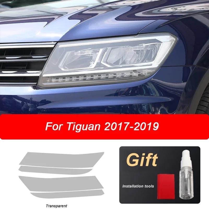 Folia Ochronna na Reflektory Samochodowe Przezroczysta Czarna Naklejka TPU Dla Volkswagen VW Tiguan 2017 2018 Akcesoria