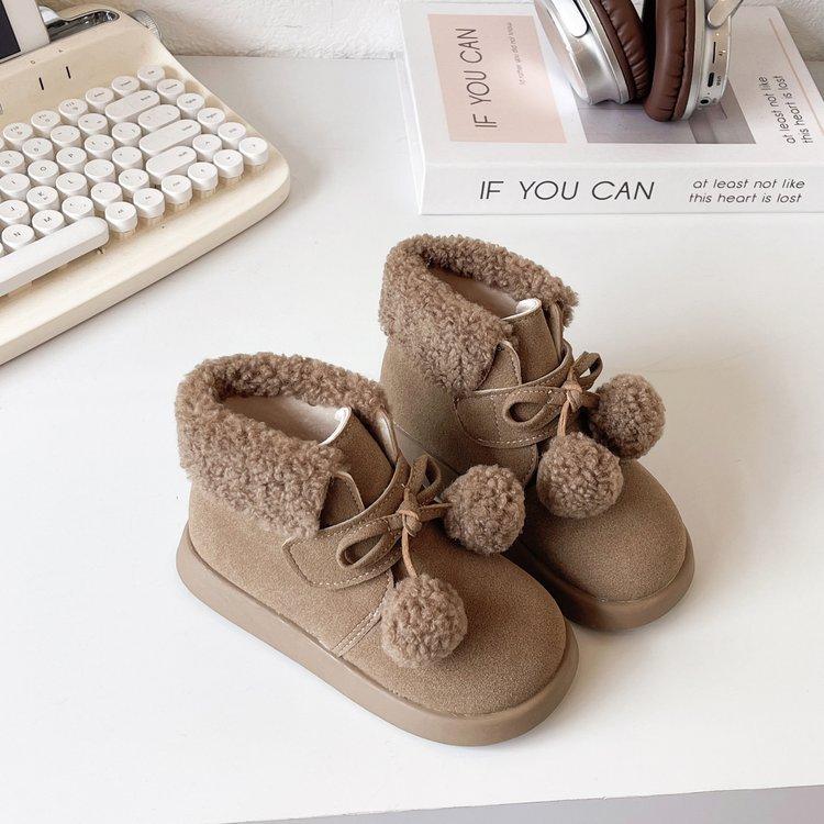 Girls velvet Martin boots cute baby princess boots fashion sweet soft-soled short boots children warm two cotton boots