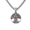Vintage Viking Tree of Life Pentagram Necklace Stainless Steel Yggdrasil Pentacle Pendant Wiccan Pagan Amulet for Men Women