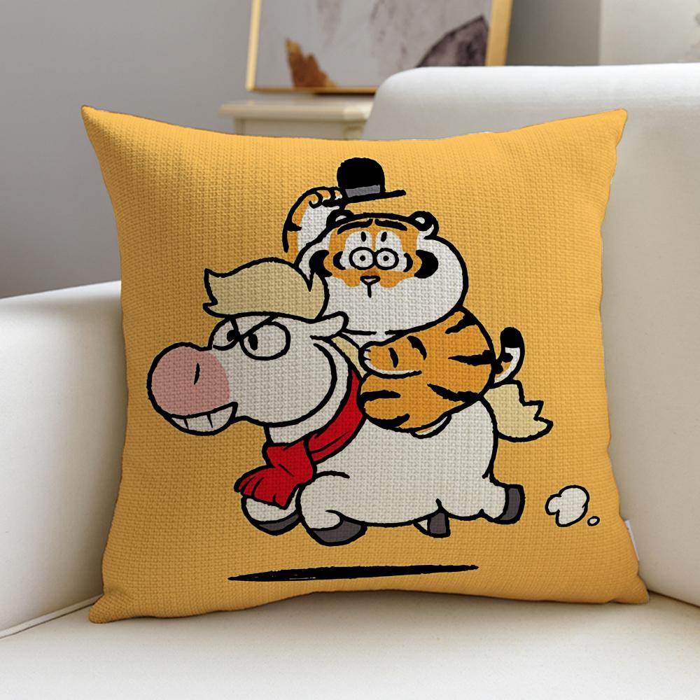 Chubby IIm Not Fat TigerS Cushion Cover Breathable and Skinfriendly Linen Pillowcase Square Removable and Washable Cushion