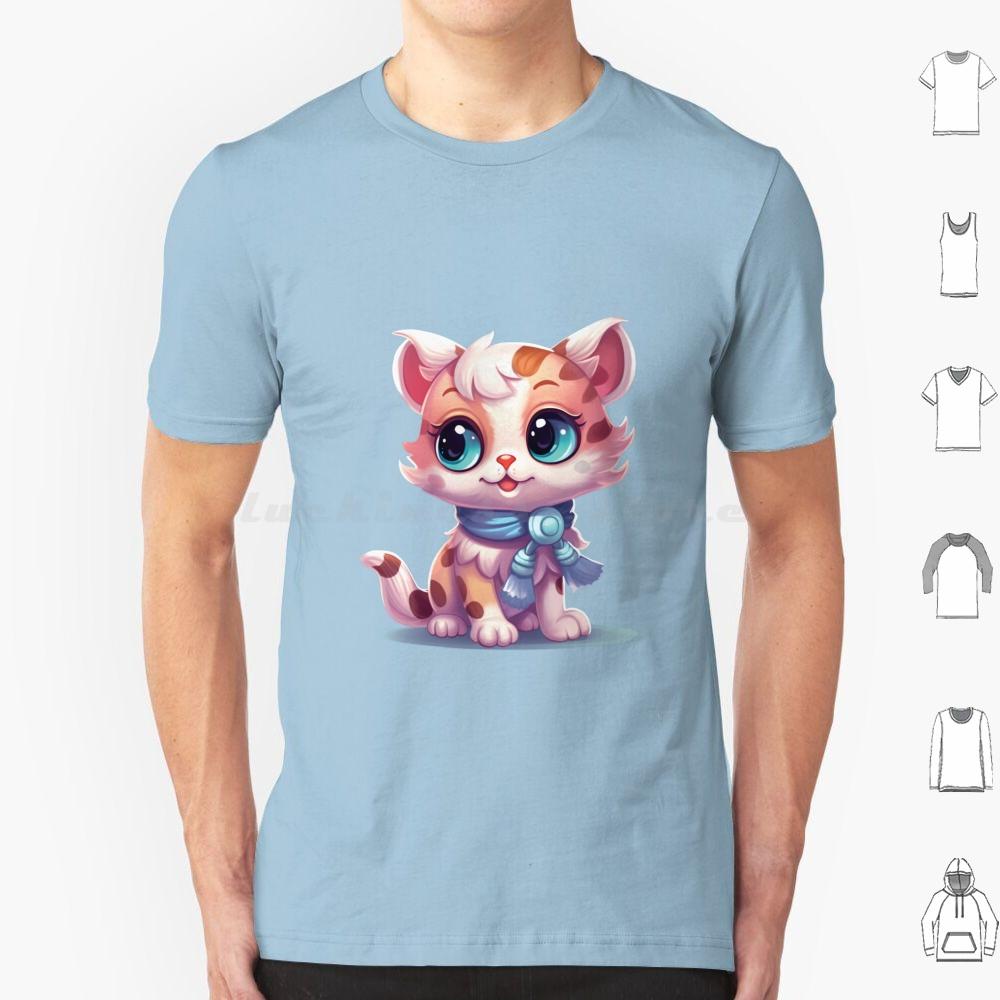 Kawaii Lovely Cat T Shirt Big Size 100 Cotton Cute Cat Illustration Cartoony Cat Design Meowing Cat Art Playful Cat Drawing