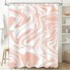 Modern Marble Pattern Shower Curtain White Peach Waterproof Home Decor Bathroom Accessories Set for Bathtub or Kitchen Faucet Co