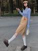 Women's Korean Retro Pleated Wool Skirt: Autumn/Winter Mid-Length, Ruffled Versatile Slim Fit