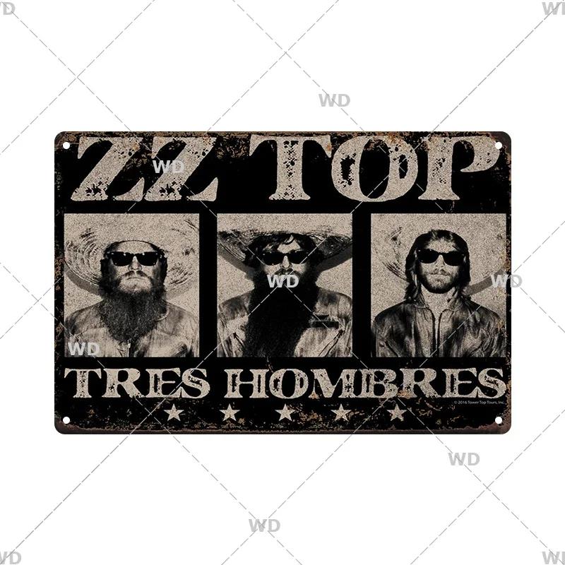 Tin Sign ZZ TOP Rock N Roll Poster Decorative Plaque Metal Signs Retro Vintagge Wall Plate For Home Club Pub Gift Wall Decor