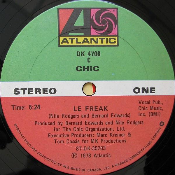 

12inch Record CHIC - Le Freak DK4700 Atlantic 1978 Canada Soul/Funk Used