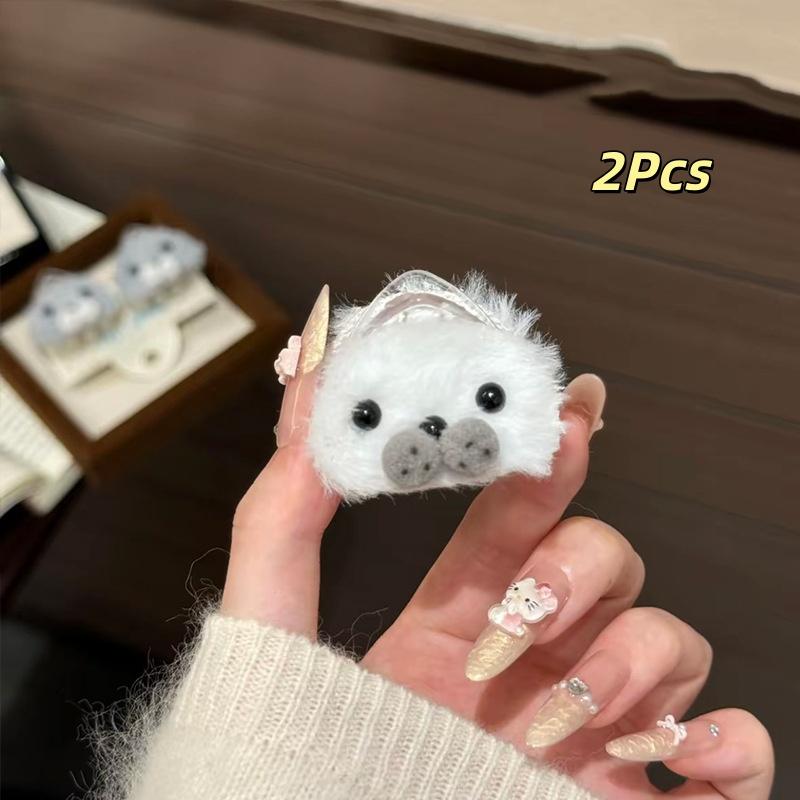 Hot Sale 1/2Pcs Plush Little Seal Hair Clip Hair Accessory Versatile Autumn And Winter Cute Pet Bangs Clip Side Broken Hair Clip