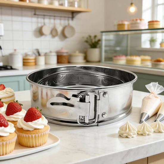 Yousheng Tårtform Set Mousse Chiffon Födelsedag Bröllopstårtor Non-Stick Bakform 4-10 Tum Rostfritt Stål Fjäderlås Bakverk Köksredskap