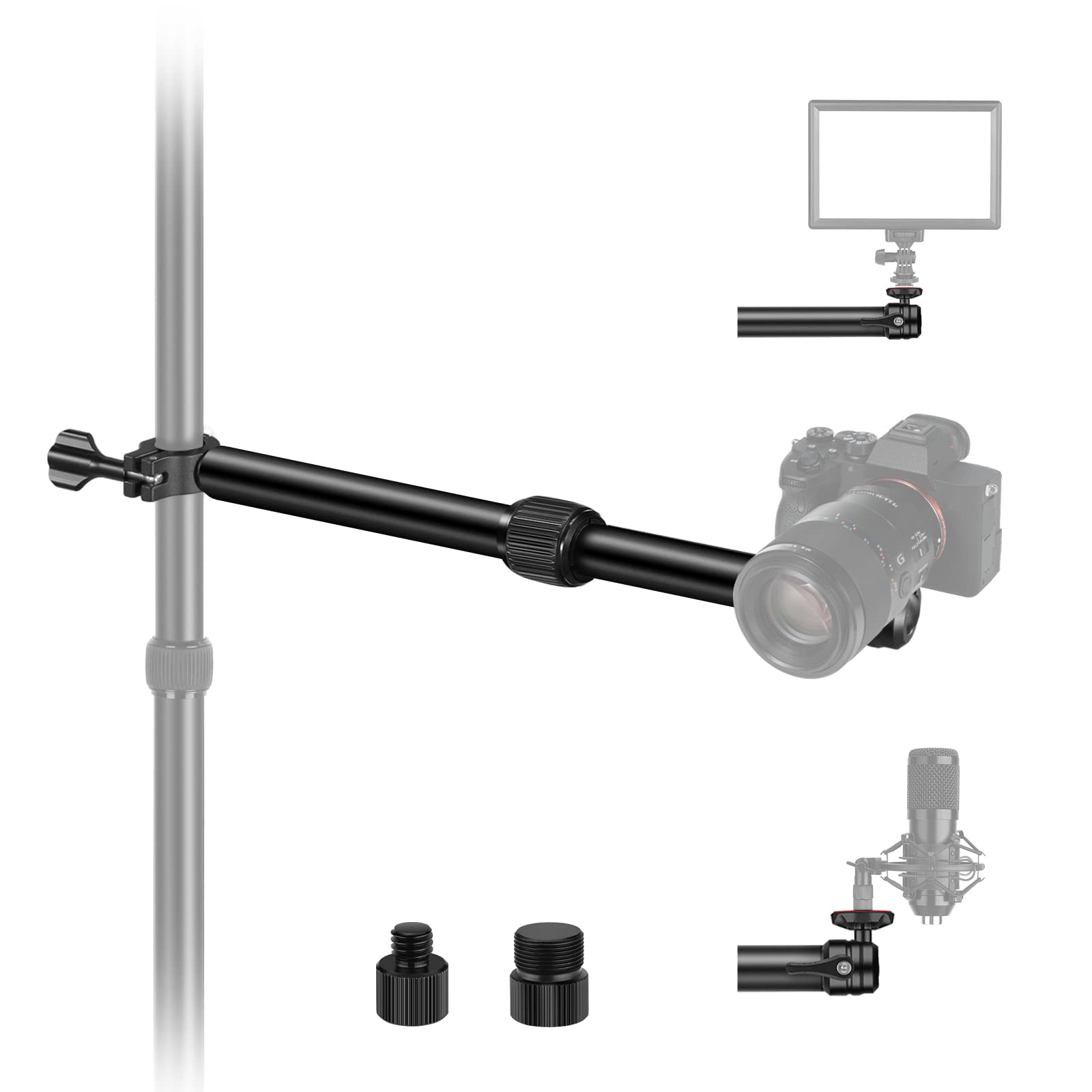 

NEEWER Tabletop Overhead Camera Mount Telescopic Extension Arm for Desk Stand with Ball Head Mount Screw for Webcam LED Ring Light Microphone DS001