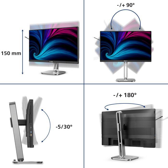 Philips Monitor PC 23.8" Full HD IPS 120Hz USB-C 4000 Series 24B2U4301/00 Grigio