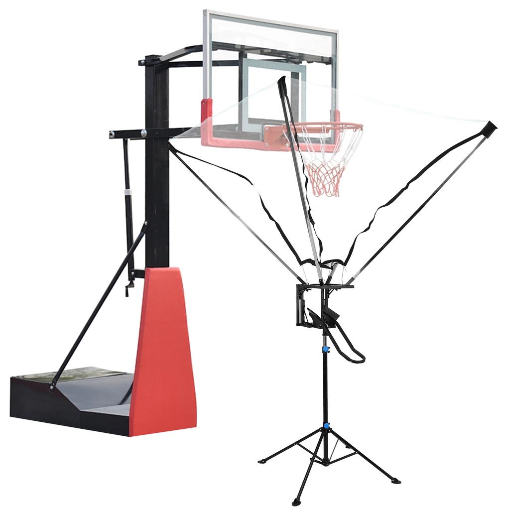 Basketball Shot Return Net Apparatus with 180° Rotating Track Easy Assembly with Net Return System for Free-Throw Practice