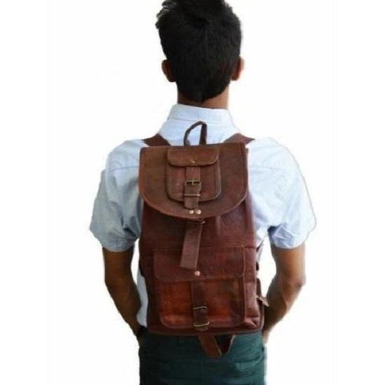 NOVINKA Pánský batoh z pravé kůže Satchel Brown Vintage Bag Rusksack na notebook