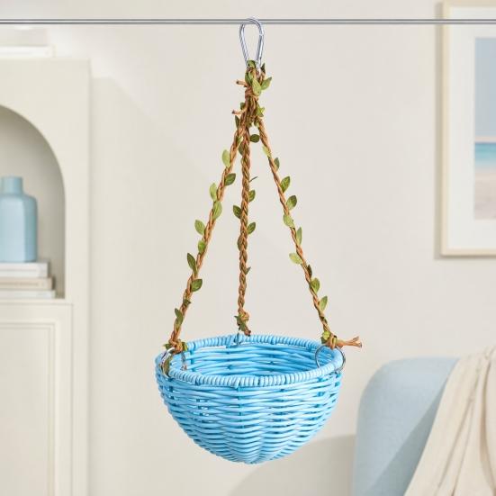 Parakeet Nest, Chewproof Plastic Frame Washable Small Bird House for Cage, Hanging Cozy Sleeping Nest, Woven Rattan Bird Nest with Metal Hooks