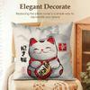 Japenes ManekiNeko Cushion Cover Natural Linen Organic Fabric DoubleSided Printing Sofa Home Decor Gift Pillow Case