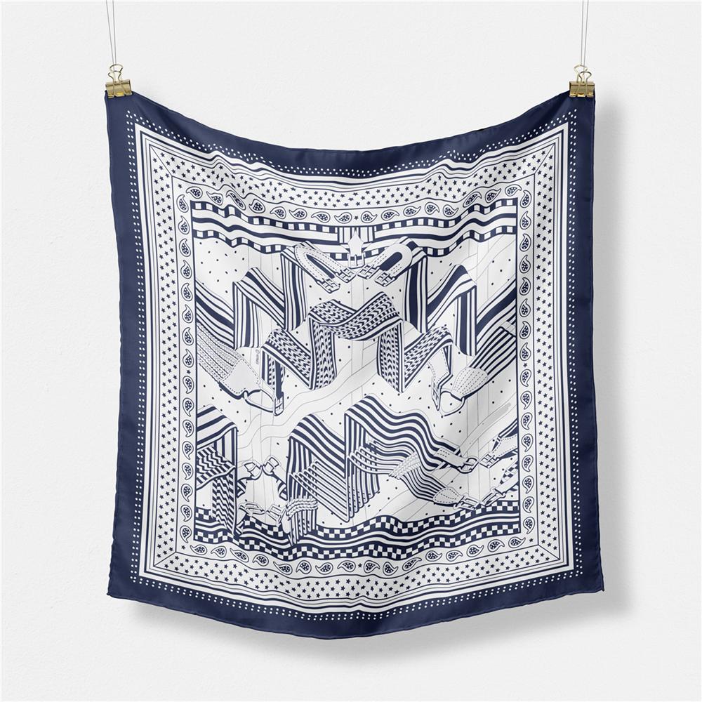 Twill Silk Scarf Woman Horse Floral Print Square Scarves Wraps Bandana Small Hijabs Foulards Lady Tie Headband Neckerchief 53CM