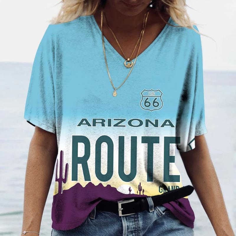 

Print Women s V-Neck T-shirts Casual Lady Short Sleeve Oversized Pullover Fashion Tops Women Clothes S