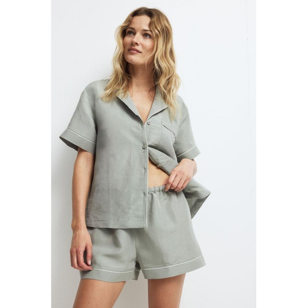 

Пижама из льняной смеси HM Светло-хаки-зеленый