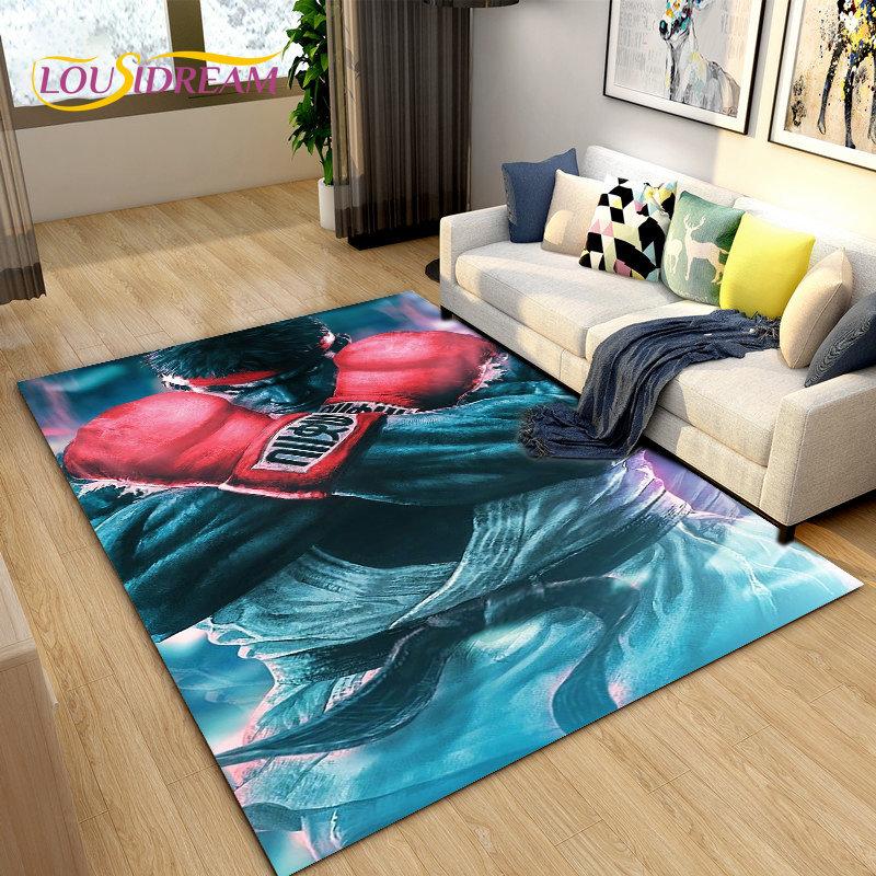 Retro Game Street Fighter Gamer Area Rug,Carpet Rug for Living Room Bedroom Sofa Doormat Decoration, Kid Play Non-slip Floor Mat